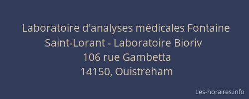 Laboratoire d'analyses médicales Fontaine Saint-Lorant - Laboratoire Bioriv