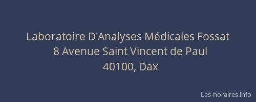 Laboratoire D'Analyses M&eacute;dicales Fossat