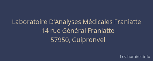 Laboratoire D'Analyses M&eacute;dicales Franiatte