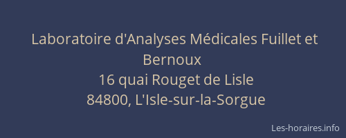 Laboratoire d'Analyses M&eacute;dicales Fuillet et Bernoux