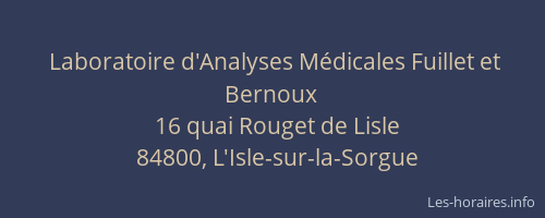 Laboratoire d'Analyses Médicales Fuillet et Bernoux