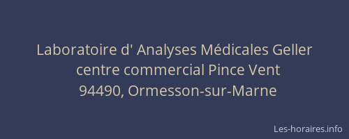 Laboratoire d' Analyses M&eacute;dicales Geller