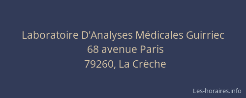 Laboratoire D'Analyses M&eacute;dicales Guirriec