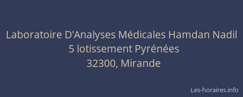 Laboratoire D'Analyses M&eacute;dicales Hamdan Nadil