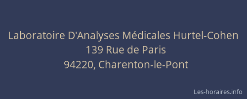 Laboratoire D'Analyses M&eacute;dicales Hurtel-Cohen