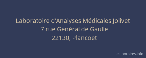 Laboratoire d'Analyses M&eacute;dicales Jolivet