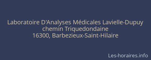 Laboratoire D'Analyses M&eacute;dicales Lavielle-Dupuy