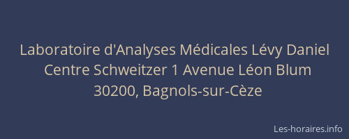 Laboratoire d'Analyses M&eacute;dicales L&eacute;vy Daniel