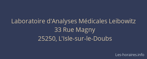 Laboratoire d'Analyses M&eacute;dicales Leibowitz