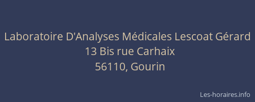 Laboratoire D'Analyses M&eacute;dicales Lescoat G&eacute;rard