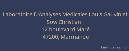 Laboratoire D'Analyses M&eacute;dicales Louis Gauvin et Sow Christian