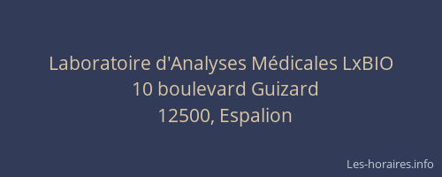 Laboratoire d'Analyses M&eacute;dicales LxBIO
