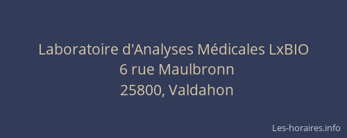 Laboratoire d'Analyses M&eacute;dicales LxBIO