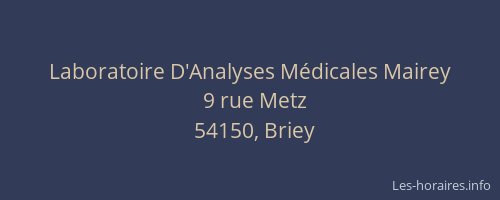 Laboratoire D'Analyses M&eacute;dicales Mairey