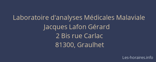 Laboratoire d'analyses M&eacute;dicales Malaviale Jacques Lafon G&eacute;rard