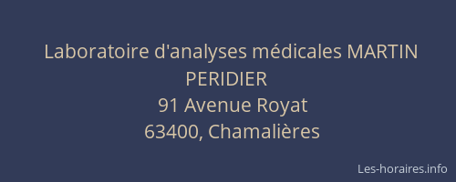 Laboratoire d'analyses m&eacute;dicales MARTIN PERIDIER
