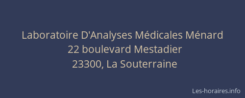 Laboratoire D'Analyses M&eacute;dicales M&eacute;nard