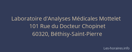 Laboratoire d'Analyses M&eacute;dicales Mottelet