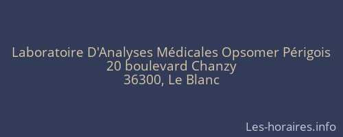 Laboratoire D'Analyses M&eacute;dicales Opsomer P&eacute;rigois