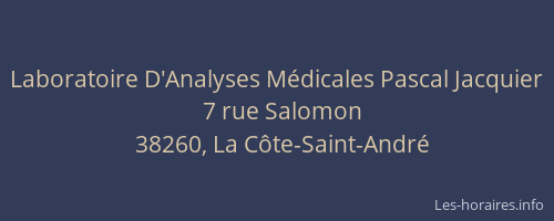 Laboratoire D'Analyses Médicales Pascal Jacquier