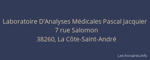 Laboratoire D'Analyses M&eacute;dicales Pascal Jacquier