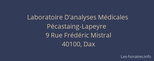 Laboratoire D'analyses Médicales Pécastaing-Lapeyre