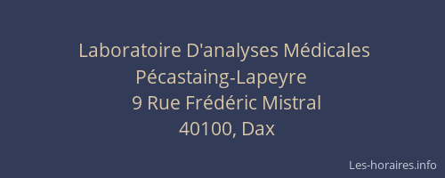 Laboratoire D'analyses M&eacute;dicales P&eacute;castaing-Lapeyre