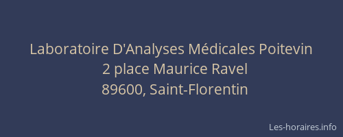 Laboratoire D'Analyses M&eacute;dicales Poitevin