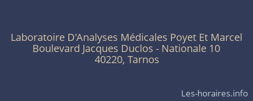 Laboratoire D'Analyses M&eacute;dicales Poyet Et Marcel