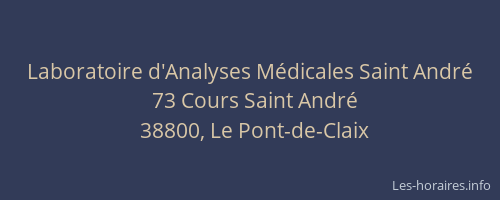 Laboratoire d'Analyses M&eacute;dicales Saint Andr&eacute;