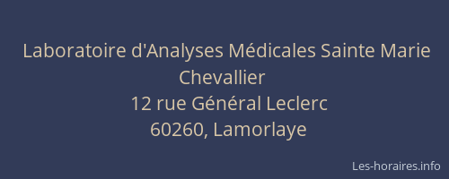 Laboratoire d'Analyses M&eacute;dicales Sainte Marie Chevallier