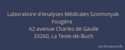 Laboratoire d'Analyses M&eacute;dicales Szomonyak Foug&egrave;re