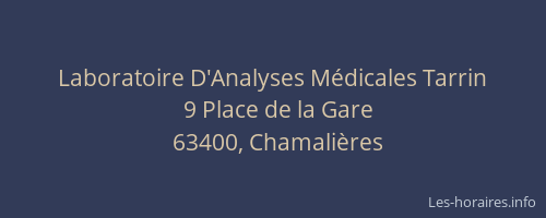 Laboratoire D'Analyses M&eacute;dicales Tarrin