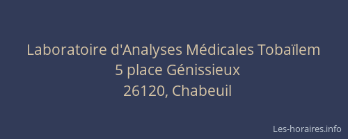 Laboratoire d'Analyses M&eacute;dicales Toba&iuml;lem
