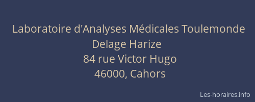 Laboratoire d'Analyses M&eacute;dicales Toulemonde Delage Harize