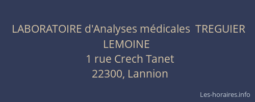 LABORATOIRE d'Analyses médicales  TREGUIER LEMOINE