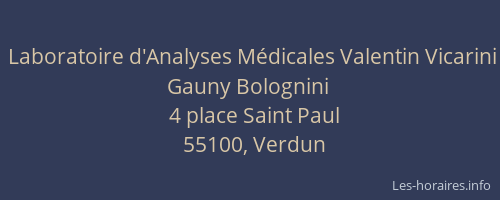 Laboratoire d'Analyses M&eacute;dicales Valentin Vicarini Gauny Bolognini