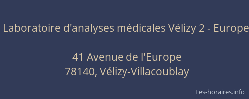 Laboratoire d'analyses médicales Vélizy 2 - Europe