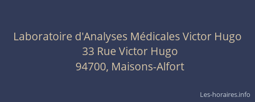 Laboratoire d'Analyses M&eacute;dicales Victor Hugo