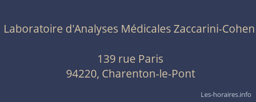Laboratoire d'Analyses M&eacute;dicales Zaccarini-Cohen