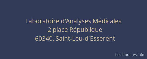 Laboratoire d'Analyses M&eacute;dicales