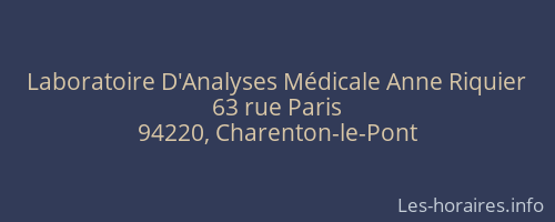 Laboratoire D'Analyses Médicale Anne Riquier