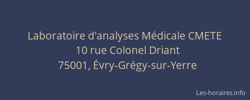 Laboratoire d'analyses Médicale CMETE