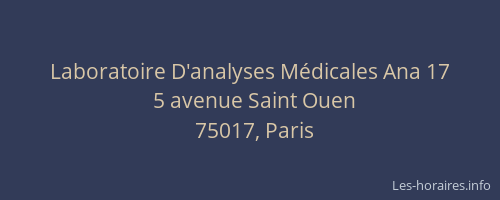 Laboratoire D'analyses Médicales Ana 17