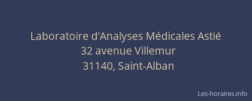 Laboratoire d'Analyses Médicales Astié