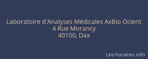 Laboratoire d'Analyses Médicales AxBio Ocient