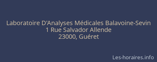 Laboratoire D'Analyses Médicales Balavoine-Sevin