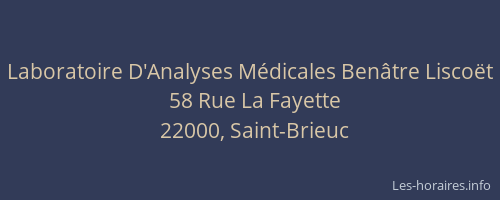 Laboratoire D'Analyses Médicales Benâtre Liscoët