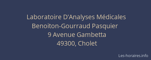 Laboratoire D'Analyses Médicales Benoiton-Gourraud Pasquier