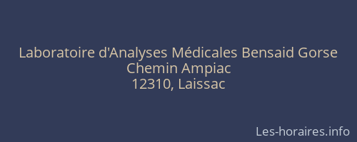 Laboratoire d'Analyses Médicales Bensaid Gorse